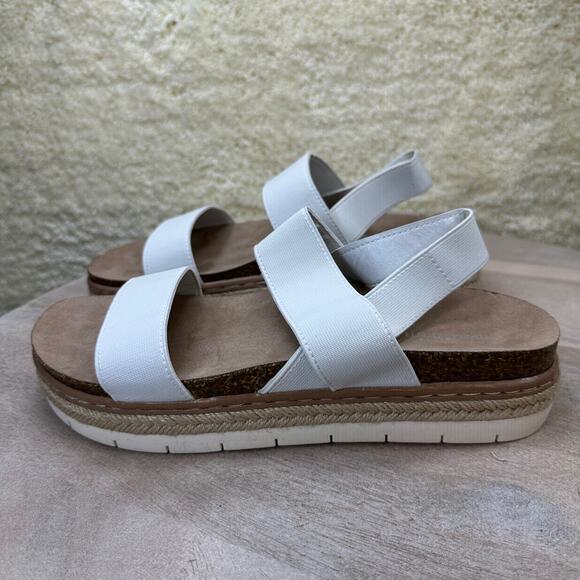 Madden Girl Lenna Womens Size 8 Sandals White Cushioned Strappy Slingback Shoes - Picture 3 of 11